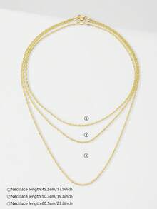 1 件新款韩式双编织铜链项链，长度 45 厘米-60 厘米，男女通用，简约，适合各种场合和日常佩戴的吊坠项链 - 金黃色 - 查看 12