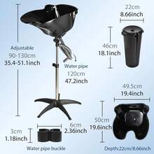 Salon Tray Cart On Wheels, Tattoo Tray Rolling Trolley - Adjustable Height, Hair Color Tray And Hair Stylist Tray, Storage Utility Cart For Clinic Spa Rolling Tray (Black) - 黑色 - 查看 2