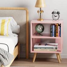 Bedside Table, Modern Open Storage Side Table, Double-Tier Nightstand, Suitable For Small Spaces, Living Rooms, And Bedrooms. - Hồng - Xem 3
