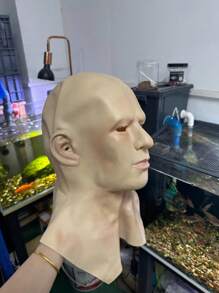 Masque en silicone nouveau visage de vieil homme capuche vieux grand-père accessoires faciaux en latex déguisement complet drôle