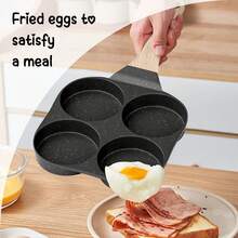 RIOVARM-EU RIOVARM Non-Stick Omelette Pan, Induction Egg Pan, Granite Coating Small Frying Pan Without PFOA, Round 4-Hole Egg Poacher Pan For Breakfast, Pancake Pan, Camping Pan - Black - View 3