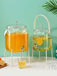 1 pieza Jarra de agua fría con grifo - Dispensador de bebidas para refrigerador a prueba de fugas, abertura grande para una fácil limpieza, ideal para fiestas y uso diario, contenedor de bebidas, utensilios de cocina modernos, cubo para jugo de limón, artículo especial para anfitriones de fiestas