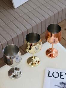 1pc Stainless Steel Gold Cups Goblets, Red Wine Glass Metal Goblets, Gold Copper And Silver High-End Champagne Glasses 500ml,For Wedding Banquet Western Restaurant And Other Special Goblet..