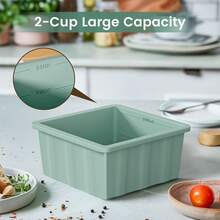 Silicone Freezer Tray For Soup Ice Cubes: 2-Cup Freezing Tray With Lid For Meal Prep - 4Pack Silicon Soup Portion Freeze Tray Make Stock Souped Ice Cube - 綠色 - 查看 7
