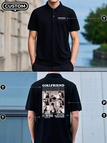 Customized Personalized Men's Polo Shirts, Casual And Comfortable, Work Clothes, Upload The Text And Pictures You Design, Free Design, Multiple Pictures Spliced, Girlfriend, Express Love, Gifts For Friends, Valentine's Day Gifts, Christmas Gifts, Custom T-Shirts. - Black - View 1