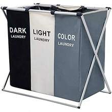 ANNA TOSANI Cesta para Ropa Plegable con 3 Compartimentos, 120L Multifunción Cestos para Lavandería Organizadores de Ropa Sucia Clasificador de Cestas 68x38x60cm para Lavar y Separar la Ropa - 1 - Ver 11