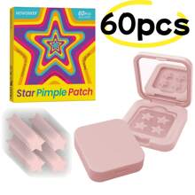 60 parches de hidrocolloid para el acné - suaves, no irritantes, cubren el acné y las imperfecciones - parches de estrellas para el acné, esenciales para el cuidado facial que incluye un espejo y estuche de transporte, consejos de belleza para fiestas, adecuado para todo tipo de pieles