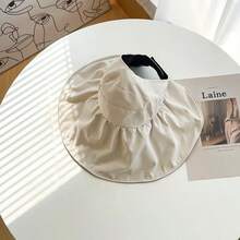 1 件装女士黑色乙烯基太阳帽，防紫外线宽边可折叠渔夫帽，适合夏季