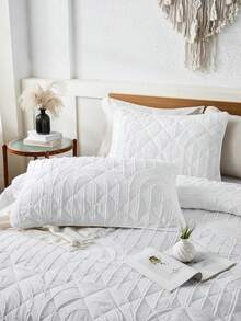 3 件套涤纶拱形镂空波西米亚风格羽绒被套套装（1 个羽绒被套 + 2 个枕套），柔软亲肤，适合主卧、客房和儿童房，四季皆宜，馈赠佳品 - 白色 - 查看 10