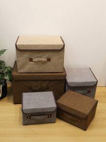 1 Stück faltbare Aufbewahrungsbox aus Leinen, Aufbewahrungskorb mit Deckel, kleine/mittlere/große Kleidungsaufbewahrungsbox, Organizer Box für den Schreibtisch, Kleideraufbewahrungswürfel, Aufbewahrungskorb mit großer Kapazität und Deckel
