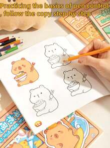 1pc/2pcs Creative Capybara Sketch Books, Random Colors & Styles, Student Line Drawing Practice Album, Cute Doodle Coloring Books, Children Memo Pad Coloring Books, Featuring Adorable Animal Characters