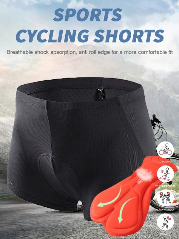 Men's Fashionable Solid Color Bicycle Shorts, 4D Padded High Elasticity Tight Road Bicycle Shorts, Suitable For Outdoor Cycling Competitions