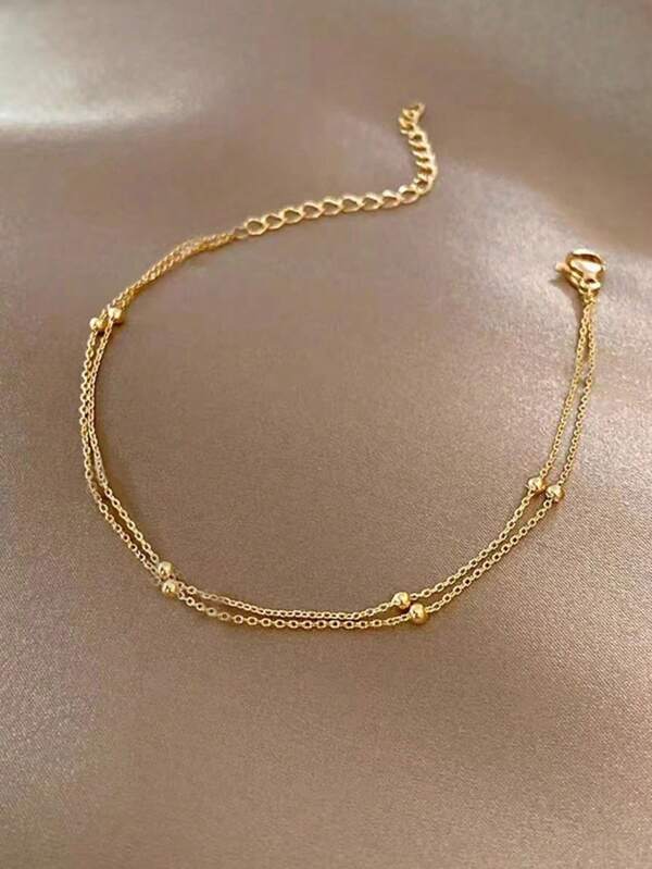 1pc Beaded Bracelet For Women, Minimalist Metal Band European And American Fashion Design Accessories