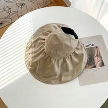 1 件装女士黑色乙烯基太阳帽，防紫外线宽边可折叠渔夫帽，适合夏季