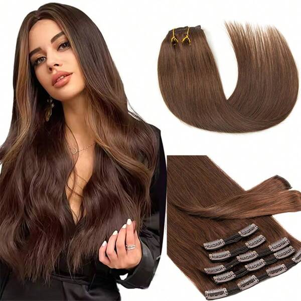 Extensions de cheveux naturels brésiliens Remy à clips, 30 à 55 cm, 100 à 120 g, nouveauté