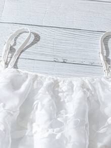 Women's Casual Fashion Polyester Mesh Semi-Transparent Embroidered Adjustable Strap Camisole - White - View 3