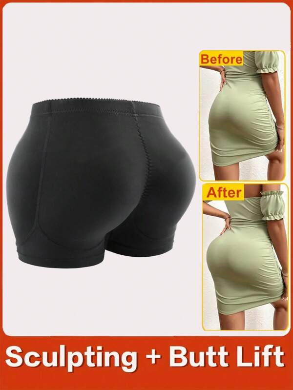 1pc Women's Padded Butt Lifter Shaping Shorts With Low Waist, Anti-Rolling, Breathable, Seamless & Tummy Control Fabric, Sexy & Fashionable Body Shaper