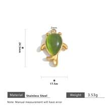 1 Pc 304 Stainless Steel 18k Gold-Plated Pendant With Natural Stone Fish, Moon, Crab, Turtle And Bird, Women's Stainless Steel Jewellery Accessories DIY Pendant