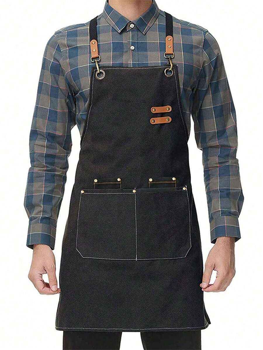 1 件园艺防水帆布围裙、咖啡和美发沙龙工作围裙、家用防水防油烹饪厨师围裙、男女通用餐饮工作围裙、母亲节/父亲节礼物