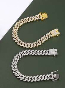 12mm Hiphop Double Row Diamond Cuban Chain Necklace, Fashion Hiphop Rap Music Style Necklace Bracelet Jewelry For Men And Women, Suitable For Daily Wear, Birthday Party, Christmas, Thanksgiving, Gift For Family And Friends