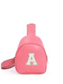 1 pieza Bolso cruzado de hombro con estampado de letras para niñas, bolso de pecho y cintura lindo adecuado para uso diario, exterior, viaje, senderismo, portátil, opción de regalo ideal