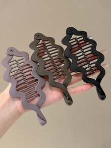 3 件装简约哑光纯色香蕉发爪夹，优雅垂直爪子，适合马尾辫、发髻发型、发饰、发夹 - 彩色 - 查看 5