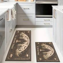 1pc Halloween Castle Print Kitchen Counter Bowl Dish Stain Drying Mat, Drying Mat For Kitchen Counter, Coffee Machine, Coffee Pot - Soft Diatomaceous Earth - Multicolor - View 5