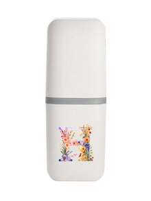 1pc Romantic Flower Initials A-Z White Portable Toothbrush Case, Keep Your Toothbrush Clean And On The Go!Travel Toothbrush Holder, Portable Toothbrush Cup Cover, Suitable For Travel, Camping, Business Travel, And School, Multi-Purpose Toothbrush Cup, Travel Wash Cup - White - View 19