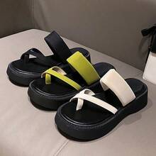 Women's Chunky Sandals 2025 Summer Outdoor Fashion Platform Sandals Casual Versatile Clip Toe Herringbone Beach Slippers - 綠色 - 查看 3
