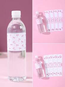 10/24 Stücke rosa Schleifenmuster Geburtstags Flaschenetiketten Aufkleber, rosa Schleifenthema Flaschenetiketten für Geburtstags-Baby-Dusche Geschlechts-Enthüllungs-Party Geschenkverpackung Aufkleber, Familien Feiertags-Party Gastgeschenke Heim Esszimmerdekoration, rosa Schleifenwasser Flasche Geschenkverpackung Aufkleber, Geschenkverpackung Zubehör, Geburtstags Party Dekorationen, Geburtstag Party Zubehör, Party Gastgeschenke