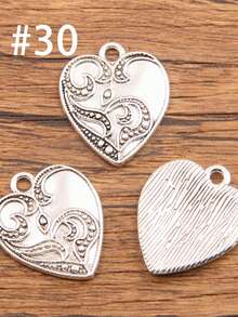 2 件哥特式心形吊坠，万圣节圣心吊坠，心形骷髅 Ex Voto Milagros 吊坠，可用于珠宝制作 - 銀色 - 查看 24