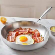 High Quality Three-Layer Stainless Steel Frying Pans, Deep Frying Pans, Uncoated Non Stick Frying Pans, Household Frying Pans, Electromagnetic Cooking Pans, Dishwashers, And Ovens Are Safe, Fast, And Evenly Heated, With Heavy-Duty Detachable Handles
