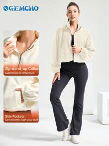 GEMCHO Abrigo casual de mujer con forro de piel sintética y aislamiento, engrosado y con forro polar para otoño e invierno