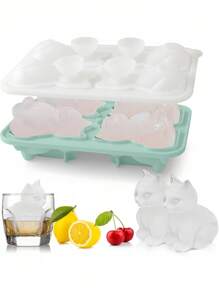 1pc 4-Hole Ice Cube Tray, Cute Cat Shaped Ice Maker, Reusable Ice Trays For Freezer, Flexible Silicone Ice Molds