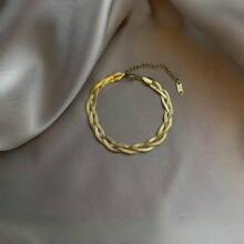 1 pièce Bracelet en acier inoxydable plaqué or fait à la main, accessoire minimaliste pour l'été