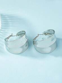 1 Pair Fashionable Exaggerated Geometric Earrings - Silver - View 3