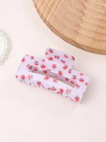 1 pieza Accesorio de cabello retro estilo floral grande de tipo "grab" para niñas, pinza de pelo con frutas, pasador de cabello, pasador de cabello lindo