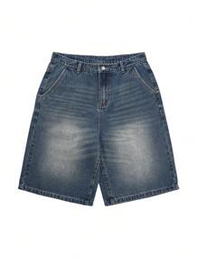 INFLATION Herren gewaschene schräge Tasche Lässig Jeans Shorts