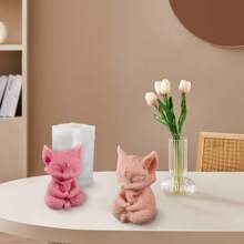 1pc Fox Shape 3D Candle Mold For Meditation, Silicone Plaster Craft Painting Figurine DIY Mold