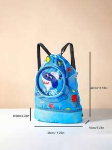 1pc Zipper Closure Fashion Cartoon Unicorn/Little Crocodile/Little Shark/Little White Rabbit Swimming Bag Children's Wet And Dry Separation Waterproof Storage Bag, Boys And Girls Sports Fashion Portable Cute Cartoon Backpack Bag, Suitable For Outdoor, School Daily Use, Is A Perfect Gift For Boys And Girls (Pattern Position Random)