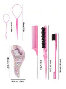 6pcs Transparent Cartoon Hair Care Comb Set, Smooth Hair Comb, Household Hairbrush, Scalp Massage Comb, Bubble Ball Plastic Comb, Hair Style Tip Tail Comb, Three-Row Brush Comb, Double-Headed Comb Style, Brush Style Brush, Eyebrow Brush, Eyebrow Brush, Makeup Tray Set, Providing The Best Personalized Gift For Your Girl, Hair Styling, Hair Stuff, Comb Hair ,Hair Accessories, Hair Styling Kit, Hair Tool Kit, Hairstyling Set