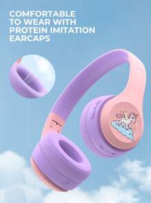 havit Słuchawki dla dzieci z portem udostępniania, bezprzewodowe słuchawki dla dzieci, poziom głośności chroniący słuch 85 dB, przyjazne dla skóry słuchawki nauszne z wbudowanym mikrofonem do iPada/tabletu/samolotu, niebieskie, czas odtwarzania 18 godzin