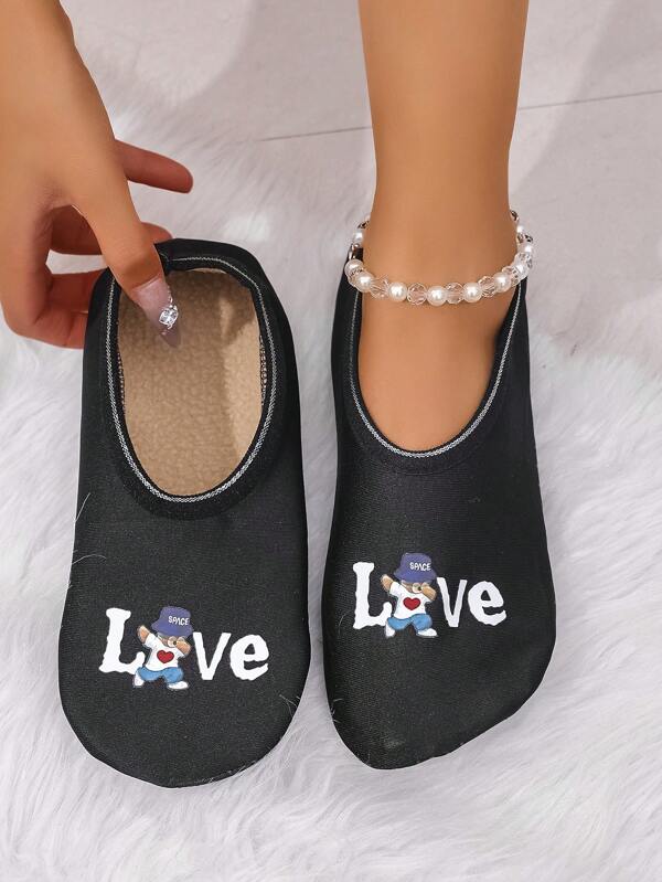 Women Autumn/Winter Cute Cat Print Elastic Non-Slip Indoor Home Floor Socks, House Slippers