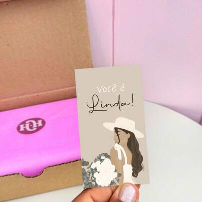 50 Cartões 9x5cm - Cartão de Agradecimento ao Cliente Você é Linda