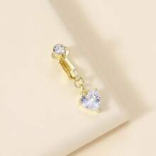 1pc Fashionable & Versatile Cubic Zirconia Heart Shape Navel Clip