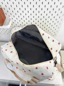 Bolsa de Viagem Overnight com Estampa de Morango em Veludo Corduroy, Bolsa Esportiva de Ginástica de Grande Capacidade para Yoga, Bolsa de Fim de Semana com Compartimento Seco e Úmido Separado e Compartimento para Sapatos, Bolsa de Ombro Casual e Portátil Adequada para Negócios, Férias, Outdoor, Esqui, Fitness, Proteção Laboral e Entrega, Acessórios Escolares