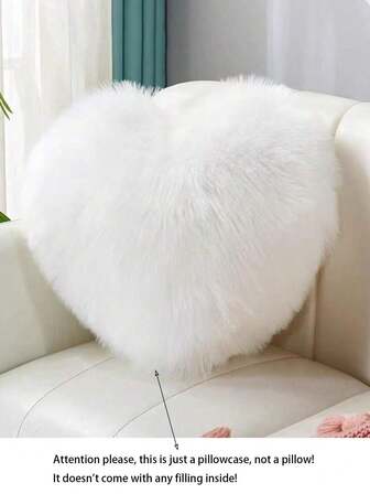 1 st Faux Wool Mjuk Plysch Rosa Hjärta Dekorativt kuddfodral, Lämplig för vardagsrum och sovrum, Mjuk, Mysig, Ej fällbar, Tvättbar, hopfällbar och avtagbar, Kan även användas för soffa, fönstersits, Rumsinredning