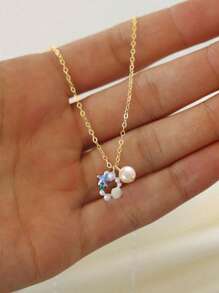 1 Peça Colar Minimalista Moda Banhado a Ouro 14k/Prata com Concha e Pérola, Adequado para Senhoras/Meninas, Use no Dia de Trabalho ou de Presente