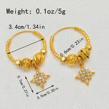 耳环镀金小圆耳环时尚珠宝女士礼物圈形穿孔金耳环穿孔配饰 - 金色 - 查看 2