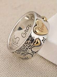 Retro Handcrafted Carved Pattern Rings, Letter Design Rings, Sun And Star Accessories